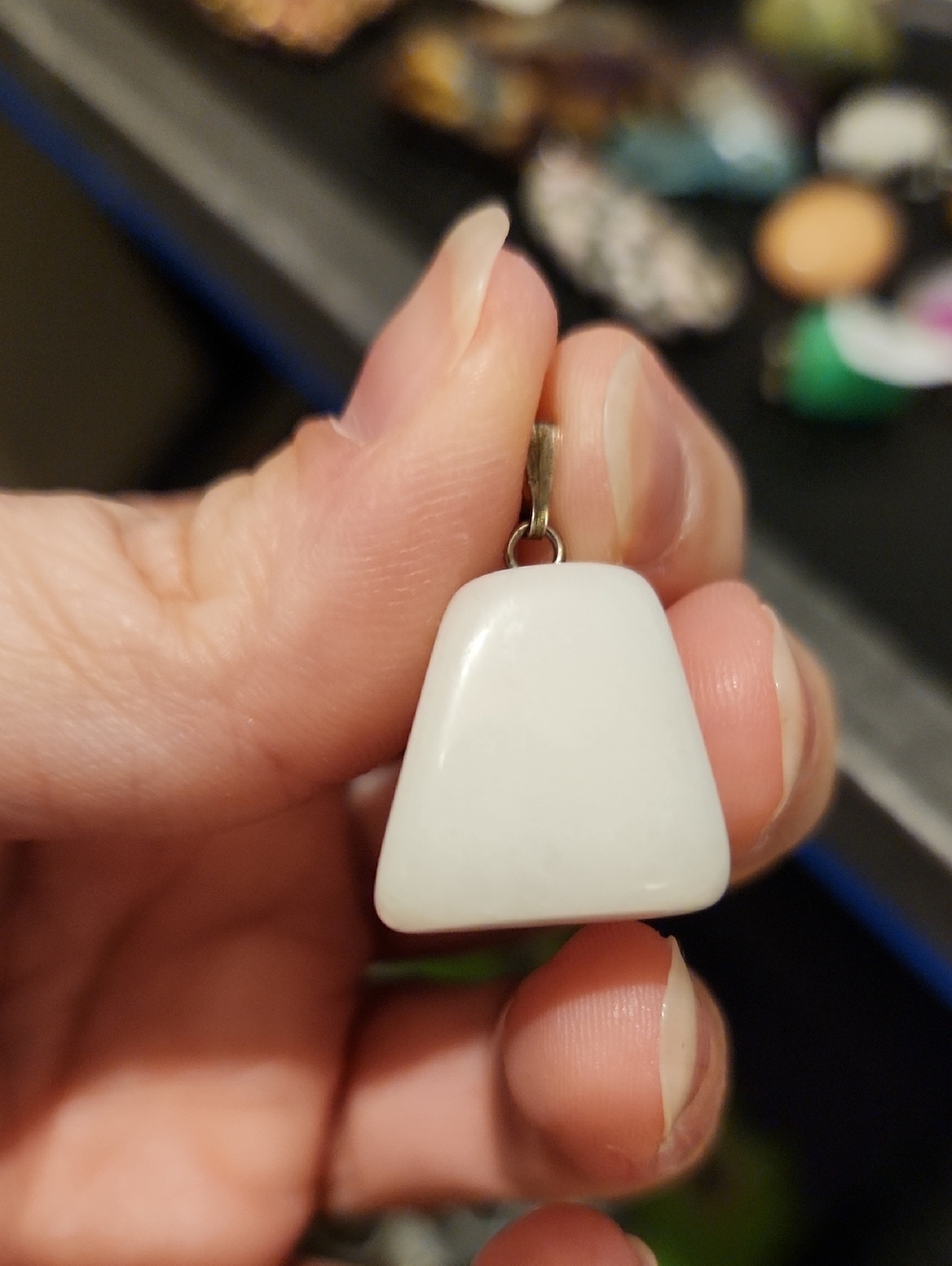 White Onyx Trapezoid Stone Pendant